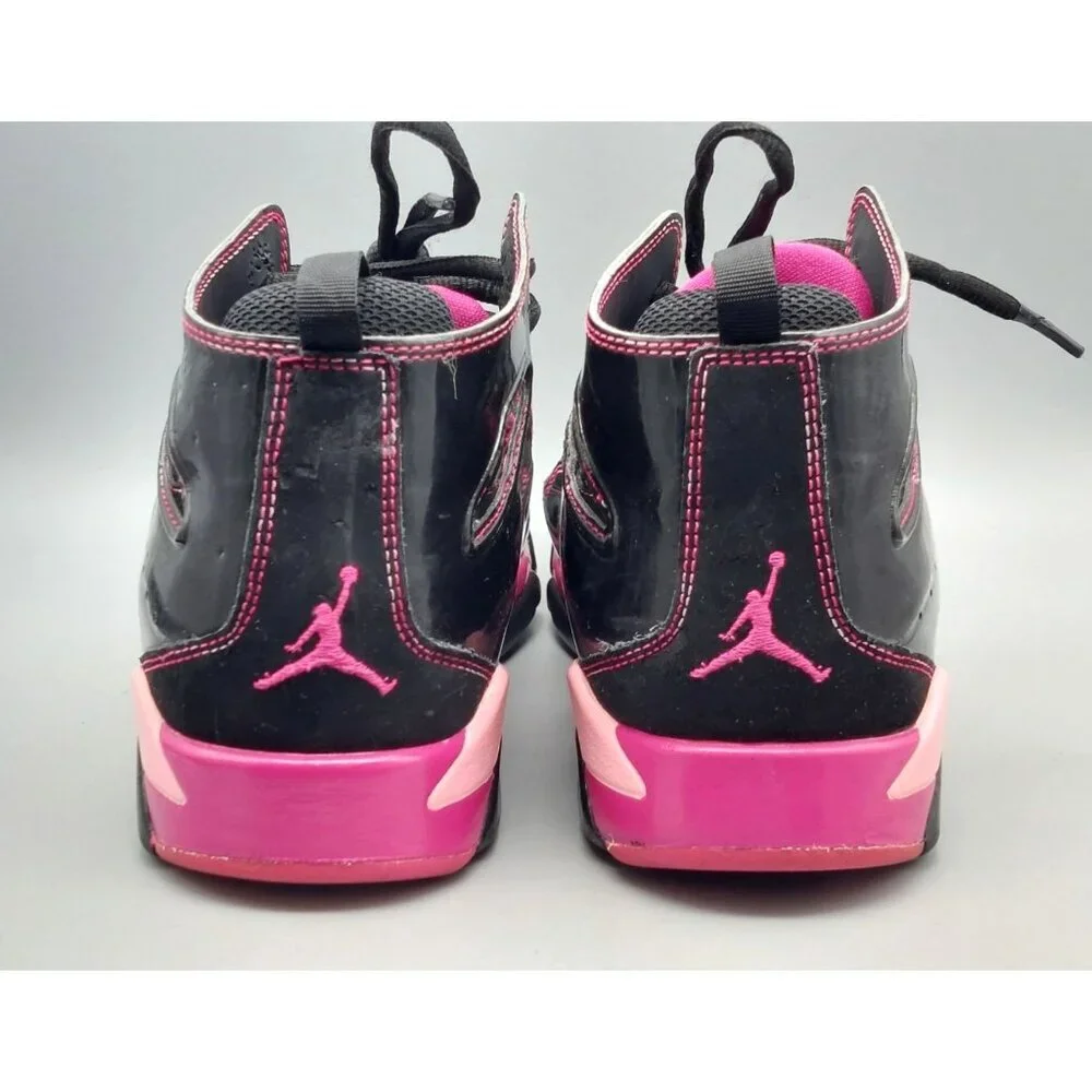 Youth Black Pink NIKE Air Jordan True Flight Tennis Shoes Size 6.5Y HighTop